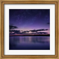 Tranquil lake against starry sky, Russia Fine Art Print