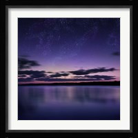 Tranquil lake against starry sky, Russia Fine Art Print