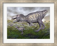 Tyrannosaurus rex mother and offspring Fine Art Print