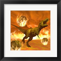 Tyrannosaurus Rex struggles to escape from a meteorite crash Fine Art Print