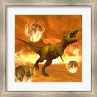 Tyrannosaurus Rex struggles to escape from a meteorite crash Fine Art Print