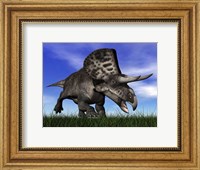 Zuniceratops dinosaur running in the grass Fine Art Print