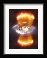 Artist concept of a galaxy inside of a glowing hydrogen blob Fine Art Print