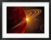 Extrasolar planet orbiting the sun-like star in space Fine Art Print