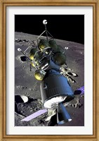 Spaceship orbiting the moon Fine Art Print
