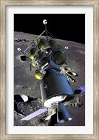 Spaceship orbiting the moon Fine Art Print