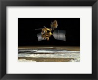 Satellite over the poles of planet Mars Fine Art Print