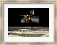 Satellite over the poles of planet Mars Fine Art Print