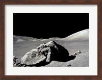 Astronaut standing near a rock on the moon, Apollo 17 Fine Art Print