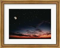 Moon and stars in the sky at dusk Fine Art Print