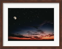 Moon and stars in the sky at dusk Fine Art Print