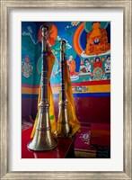 Ceremonial horns at Shey Palace, Ledakh, India Fine Art Print