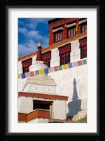 Prayer flags and a chorten at Thiksey Monastery, Leh, Ladakh, India Fine Art Print
