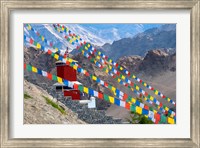 Strings of prayer flags at Thiksey Monasterym Leh, Ladakh, India Fine Art Print