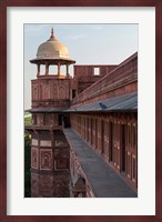 Two pigeons sit on the roof's ledge, Agra fort, India Fine Art Print