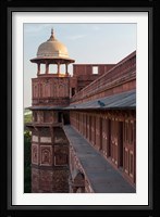 Two pigeons sit on the roof's ledge, Agra fort, India Fine Art Print