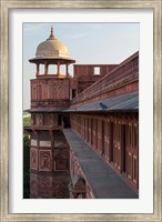 Two pigeons sit on the roof's ledge, Agra fort, India Fine Art Print