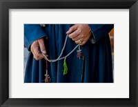 Woman's hands holding prayer beads, Ladakh, India Fine Art Print