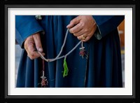 Woman's hands holding prayer beads, Ladakh, India Fine Art Print