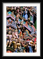Hindu Figurines on Temple, Bangalore, India Fine Art Print