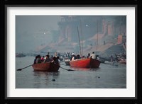 Boats in the Ganges River, Varanasi, India Fine Art Print