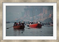 Boats in the Ganges River, Varanasi, India Fine Art Print