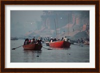 Boats in the Ganges River, Varanasi, India Fine Art Print