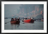 Boats in the Ganges River, Varanasi, India Fine Art Print