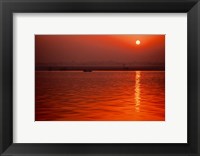 Sunset over the Ganges River in Varanasi, India Fine Art Print