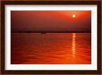 Sunset over the Ganges River in Varanasi, India Fine Art Print