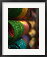 Bangles are stacked up at a store in Bangalore, Karnataka, India, Fine Art Print