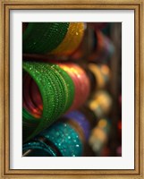 Bangles are stacked up at a store in Bangalore, Karnataka, India, Fine Art Print