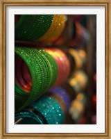 Bangles are stacked up at a store in Bangalore, Karnataka, India, Fine Art Print