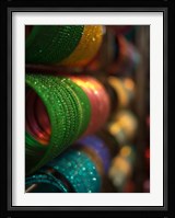 Bangles are stacked up at a store in Bangalore, Karnataka, India, Fine Art Print