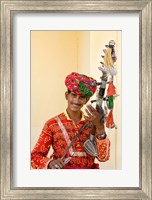 Young Man in Playing Old Fashioned Instrument Called a Sarangi, Agra, India Fine Art Print