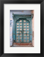Blue-painted door, Jojawar, Rajasthan, India Fine Art Print