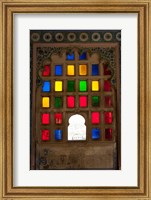 Brightly colored glass window, City Palace, Udaipur, Rajasthan, India. Fine Art Print