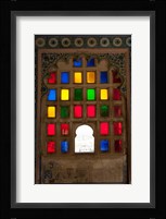 Brightly colored glass window, City Palace, Udaipur, Rajasthan, India. Fine Art Print