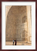 Visitors dwarfed by the Taj Mahal, Agra, Uttar Pradesh, India Fine Art Print