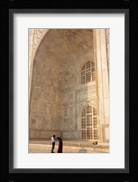 Visitors dwarfed by the Taj Mahal, Agra, Uttar Pradesh, India Fine Art Print