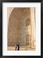 Visitors dwarfed by the Taj Mahal, Agra, Uttar Pradesh, India Fine Art Print