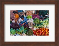 Selling fruit in local market, Goa, India Fine Art Print