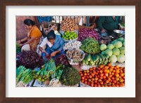 Selling fruit in local market, Goa, India Fine Art Print