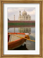 Canoe in Water with Taj Mahal, Agra, India Fine Art Print