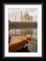 Canoe in Water with Taj Mahal, Agra, India Fine Art Print