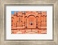 Tourist by Window of Hawa Mahal, Palace of Winds, Jaipur, Rajasthan, India Fine Art Print