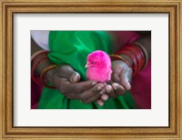 Woman and Chick Painted with Holy Color, Orissa, India Fine Art Print