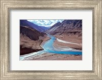 India, Ladakh, Indus and Zanskar Rivers merge Fine Art Print