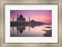 Taj Mahal From Along the Yamuna River at Dusk, India Fine Art Print