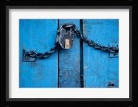 India, Ladakh, Kargil, Padlock on blue door Fine Art Print